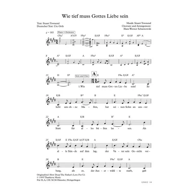 Produktbild des Artikels Wie tief muss Gottes Liebe sein (Noten - Download)