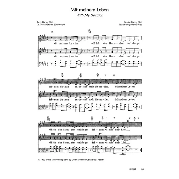 Produktbild des Artikels Mit meinem Leben (Noten - Download)