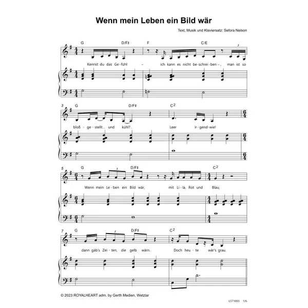 Produktbild des Artikels Wenn mein Leben ein Bild wär (Noten - Download)
