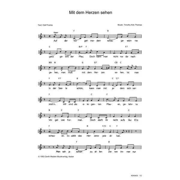 Produktbild des Artikels Mit dem Herzen sehen (Noten - Download)
