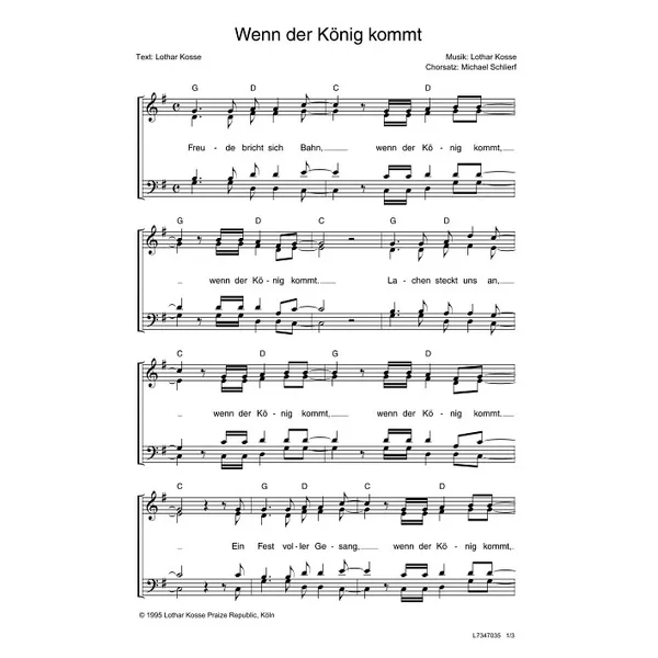 Produktbild des Artikels Wenn der König kommt (Noten - Download)