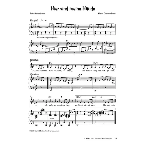 Produktbild des Artikels Hier sind meine Hände (Noten - Download)