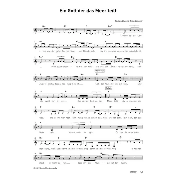 Produktbild des Artikels Ein Gott, der das Meer teilt (Noten - Download)