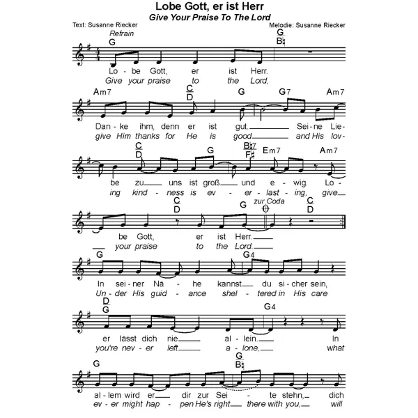 Produktbild des Artikels Give Your Praise To The Lord (Noten - Download)