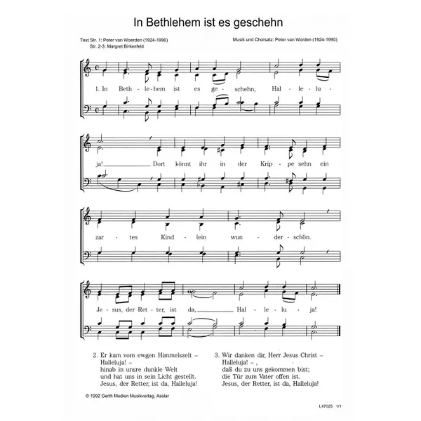 Produktbild des Artikels In Bethlehem ist es geschehn (Noten - Download)