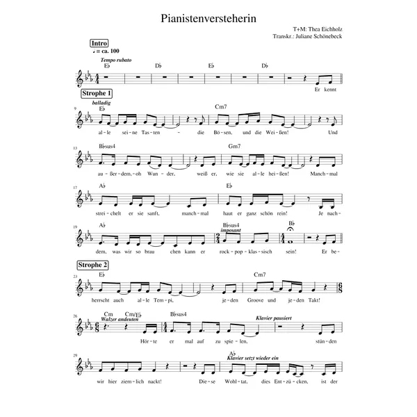 Produktbild des Artikels Pianistenversteherin (Noten - Download)