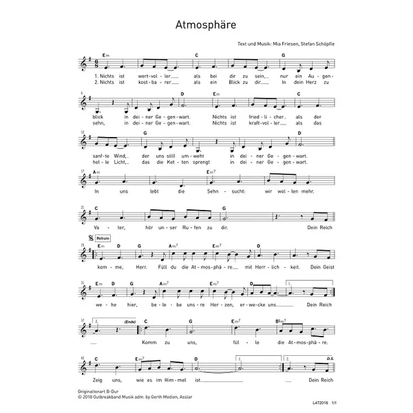 Produktbild des Artikels Atmosphäre (Noten - Download)