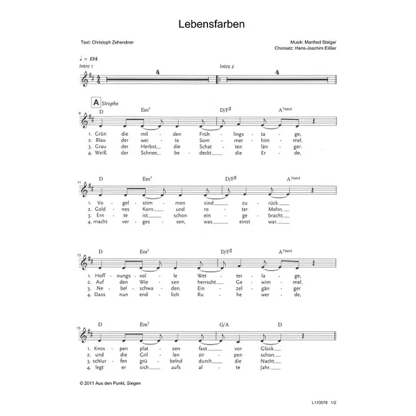 Produktbild des Artikels Lebensfarben (Noten - Download)