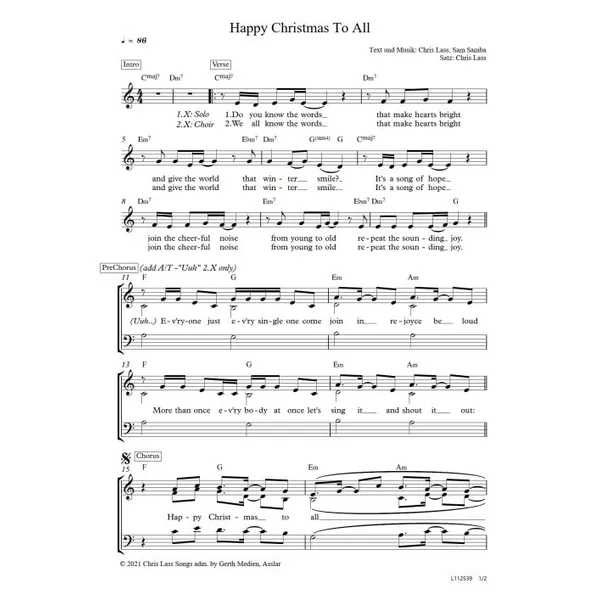 Produktbild des Artikels Happy Christmas To All (Noten - Download)