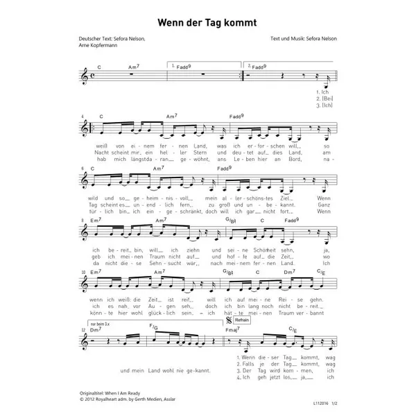 Produktbild des Artikels Wenn der Tag kommt (Noten - Download)