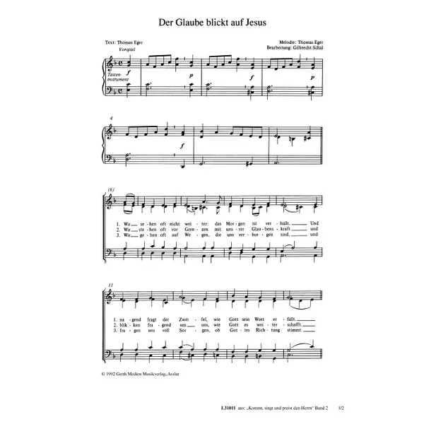 Produktbild des Artikels Der Glaube blickt auf Jesus (Noten - Download)