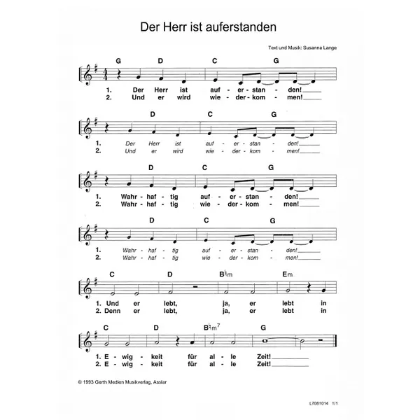 Produktbild des Artikels Der Herr ist auferstanden (Noten - Download)