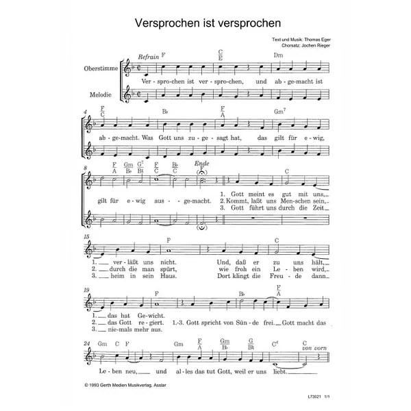 Produktbild des Artikels Versprochen ist versprochen (Noten - Download)