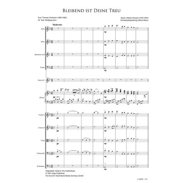 Produktbild des Artikels Bleibend ist deine Treu (Noten - Download)