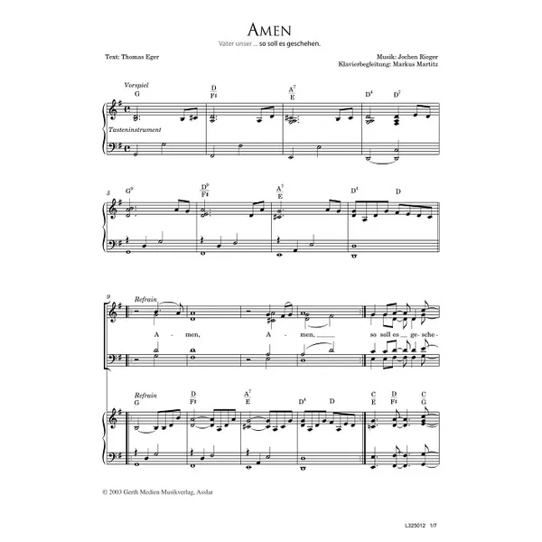 Produktbild des Artikels Amen (Noten - Download)
