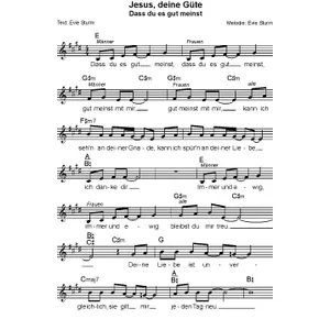 Produktbild des Artikels Jesus deine Güte (Noten - Download)