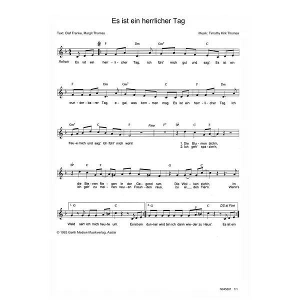 Produktbild des Artikels Es ist ein herrlicher Tag (Noten - Download)
