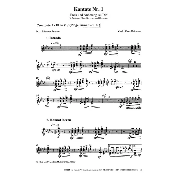 Produktbild des Artikels Preis und Anbetung sei Dir (Trompete 1-3 in C  /Flügelhörner) (Noten - Download)