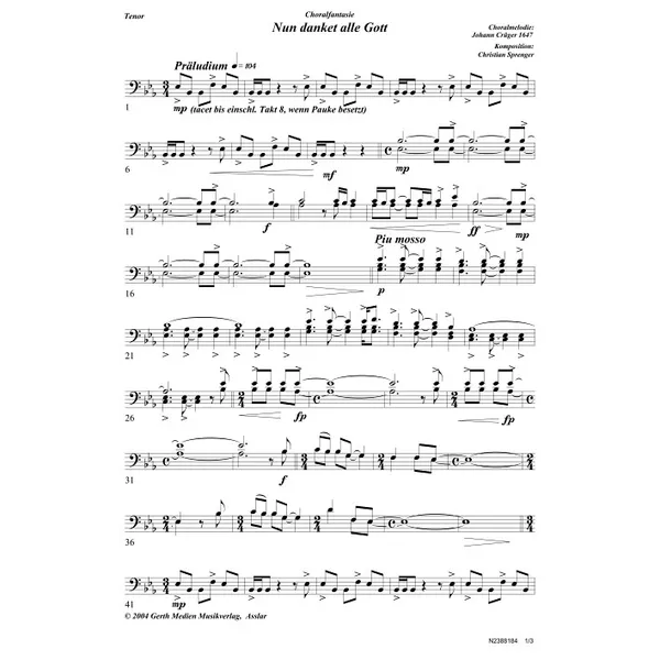 Produktbild des Artikels Nun danket alle Gott - Choralfantasie (Tenor) (Noten - Download)