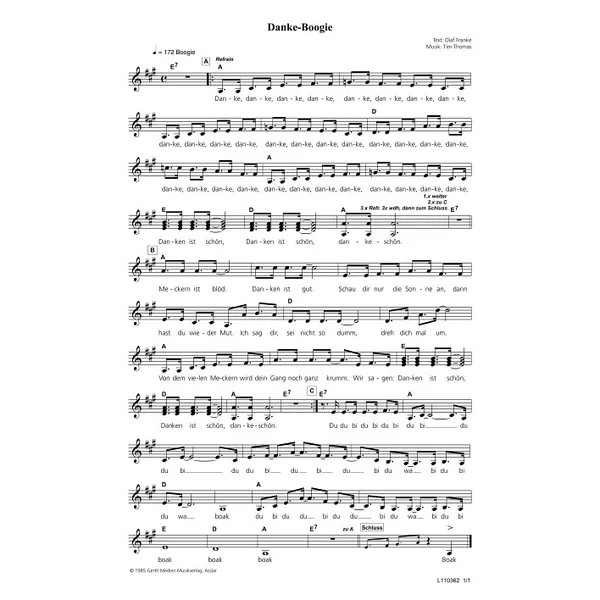 Produktbild des Artikels Danke-Boogie (Noten - Download)