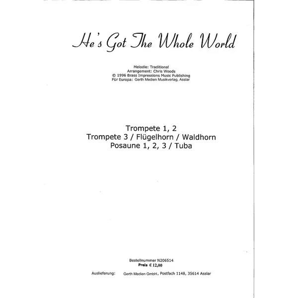 Produktbild des Artikels He's Got The Whole World (Noten - Download)