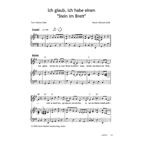 Produktbild des Artikels Ich glaub, ich habe einen Stein im Brett (Noten - Download)