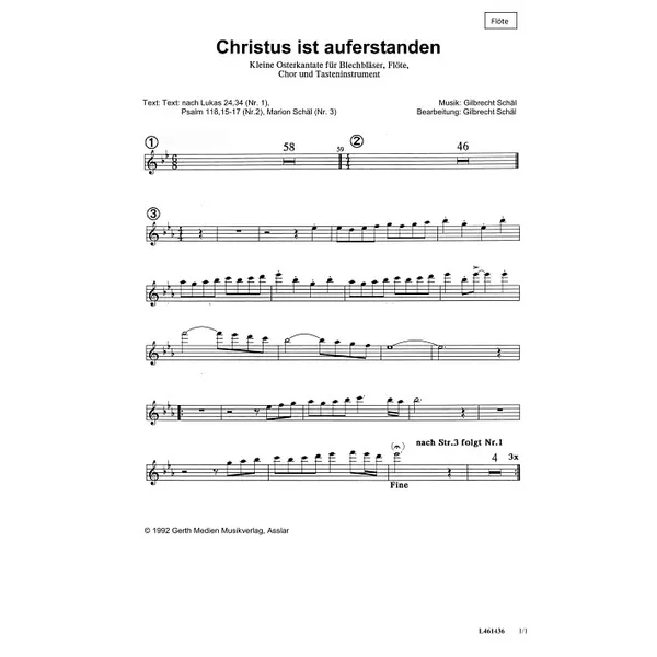 Produktbild des Artikels Christus ist auferstanden (Flöte) (Noten - Download)