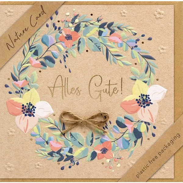 Produktbild des Artikels Faltkarte "Alles Gute"/Blumenkranz (Schreibwaren)