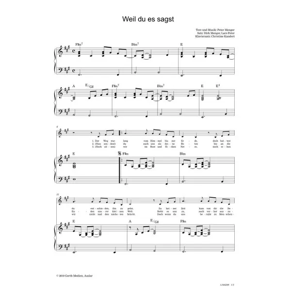 Produktbild des Artikels Weil du es sagst (Noten - Download)