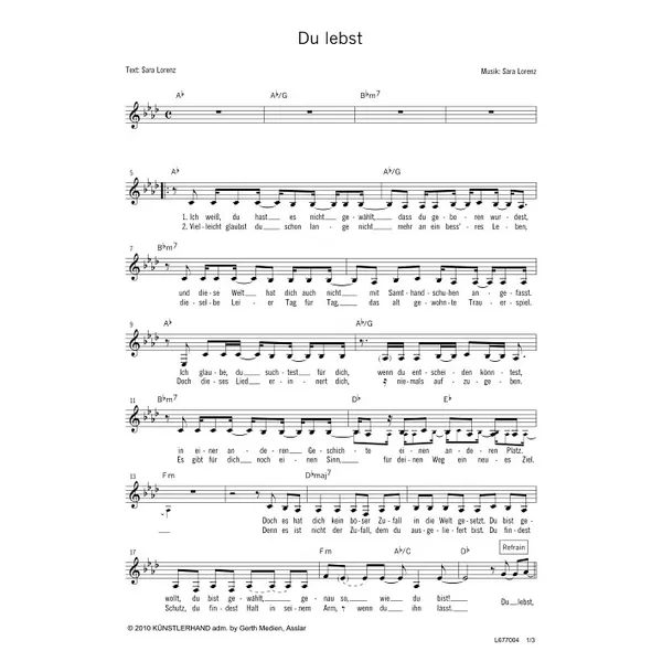 Produktbild des Artikels Du lebst (Noten - Download)