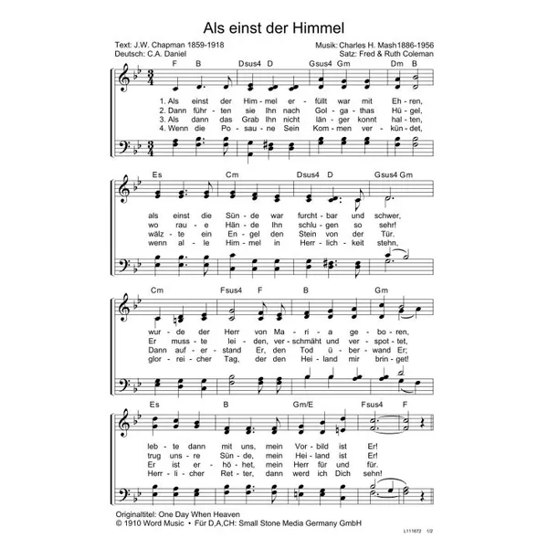 Produktbild des Artikels Als einst der Himmel (Noten - Download)
