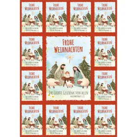 Produktbild des Artikels Aufkleber-Grußkarten: Frohe Weihnachten (Krippe) 4 Stück (Schreibwaren)