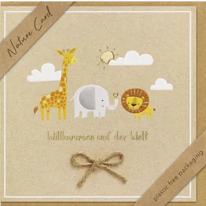 Produktbild des Artikels Faltkarte "Willkommen auf der Welt" - Tierkinder (Schreibwaren)