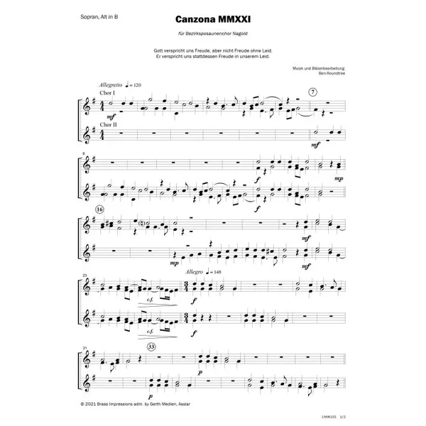 Produktbild des Artikels Canzona MMXXI (Noten - Download)