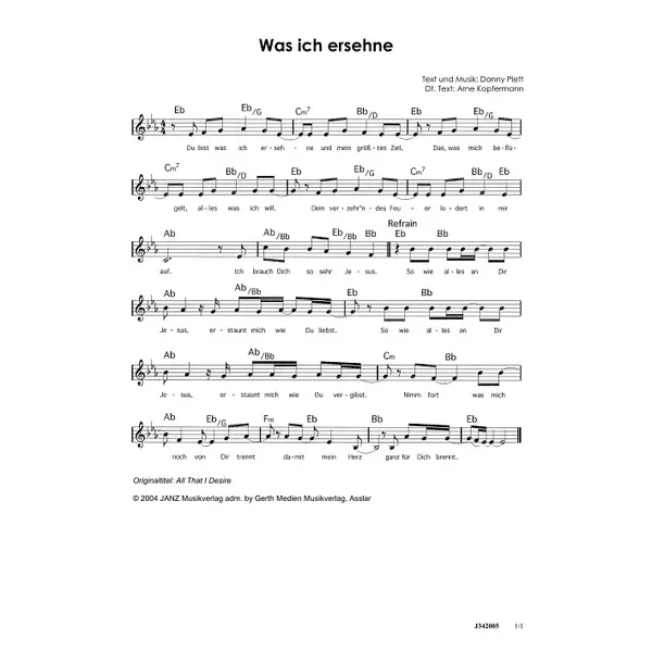 Produktbild des Artikels Was ich ersehne (Noten - Download)