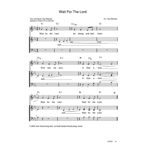 Produktbild des Artikels Wait For The Lord (Noten - Download)