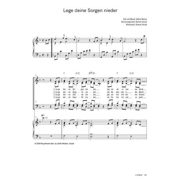 Produktbild des Artikels Lege deine Sorgen nieder (Noten - Download)