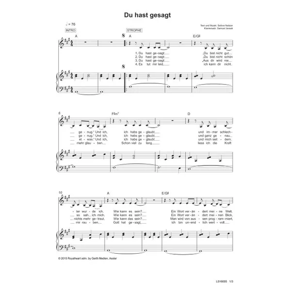 Produktbild des Artikels Du hast gesagt (Noten - Download)