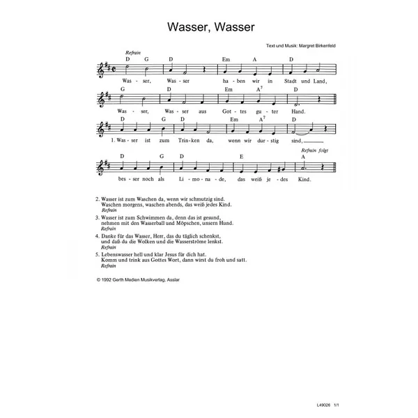 Produktbild des Artikels Wasser, Wasser (Noten - Download)