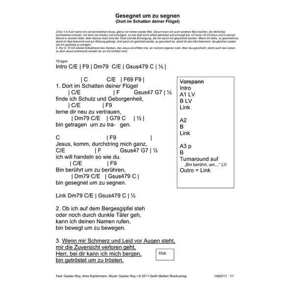Produktbild des Artikels Gesegnet um zu segnen (Leadsheet) (Noten - Download)