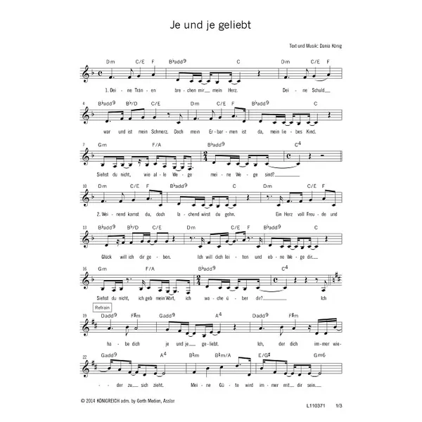 Produktbild des Artikels Je und je geliebt (Noten - Download)