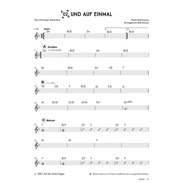 Produktbild des Artikels Und auf einmal (Bandsheet) (Noten - Download)