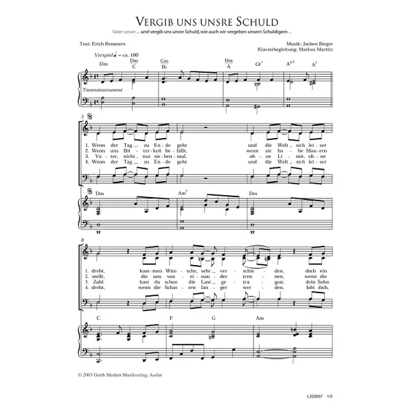 Produktbild des Artikels Vergib uns unsre Schuld (Noten - Download)