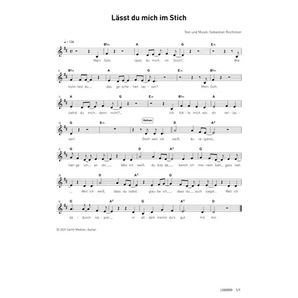 Produktbild des Artikels Lässt du mich im Stich (Noten - Download)