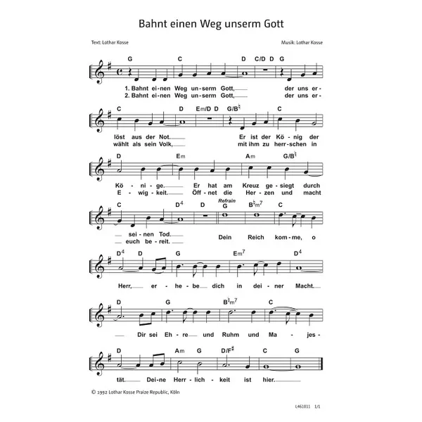 Produktbild des Artikels Bahnt einen Weg unserm Gott (Noten - Download)