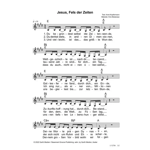 Produktbild des Artikels Jesus, Fels der Zeiten (Noten - Download)