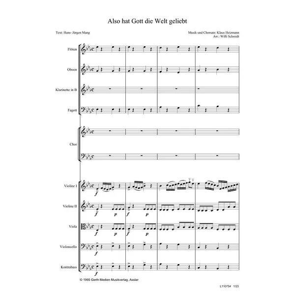 Produktbild des Artikels Also hat Gott die Welt geliebt (Noten - Download)