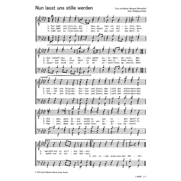 Produktbild des Artikels Nun lasst uns stille werden (Noten - Download)