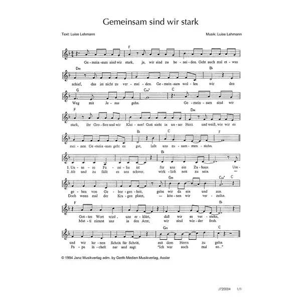 Produktbild des Artikels Gemeinsam sind wir stark (Noten - Download)