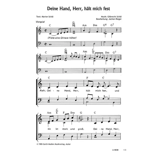 Produktbild des Artikels Deine Hand, Herr, hält mich fest (Noten - Download)